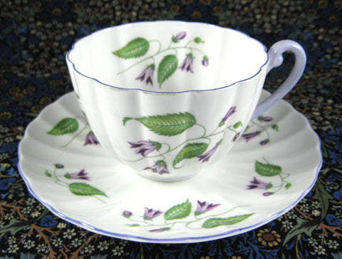 Shelley Ludlow Campanula Cup and Saucer England Vintage Lavender Trim