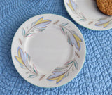 Shelley China Plate Pair Caprice Green Trim Bread Side 1960s Cake Tea Party 6 Inch