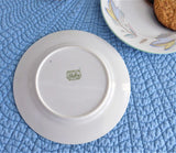 Shelley China Plate Pair Caprice Green Trim Bread Side 1960s Cake Tea Party 6 Inch
