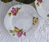Shelley Dainty Begonia Pair Of Bread Plates 6 Inch Side Tea Plates 1950s Bone China