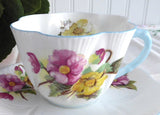 Shelley Dainty Begonia Cup and Saucer England Vintage Blue Trim