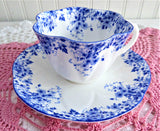 Shelley Dainty Blue Dainty Shape Cup and Saucer English Bone China 1950s