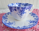 Shelley Dainty Blue Dainty Shape Cup and Saucer English Bone China 1950s