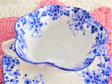 Shelley Dainty Blue Dainty Shape Cup and Saucer English Bone China 1950s