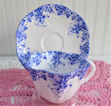 Shelley Dainty Blue Dainty Shape Cup and Saucer English Bone China 1950s