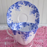 Shelley Dainty Blue Dainty Shape Cup and Saucer English Bone China 1950s