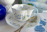 Shelley China Dainty Shape Blue Rock Cup and Saucer England Bone China