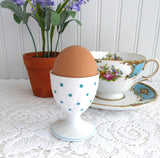 Shelley Dainty Polka Dot Turquoise Eggcup Pedestal Egg 1950s English Bone China