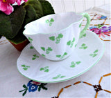 Shelley Dainty Shamrock Cup And Saucer 1960s English Bone China Green Trim