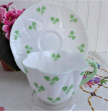 Shelley Dainty Shamrock Cup And Saucer 1960s English Bone China Green Trim