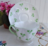 Shelley Dainty Shamrock Cup And Saucer 1960s English Bone China Green Trim