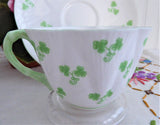 Shelley Dainty Shamrock Cup And Saucer 1960s English Bone China Green Trim