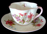 Shelley Cup And Saucer Stocks Dainty Shape Pink Trim Bone China