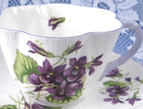 Shelley Dainty Violets Cup And Saucer English Bone China Lavender Trim 1950s