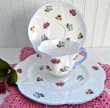 Shelley Dainty Rose-Pansy-Forget Me Not Cup And Saucer Matching Plate Teacup Trio