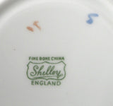 Shelley Davies Tulip Demitasse Cup And Saucer Henley Shape Blue Trim