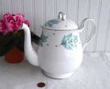 Teapot Shelley Tea Pot Drifting Leaves Gainsborough Shape 1956-1966 Aqua Leaves