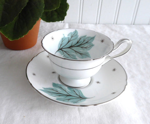 Shelley Drifting Leaves Demi Cup And Saucer Gainsborough Shape 1950s Aqua Leaves