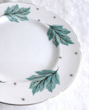 Shelley Luncheon Plate Drifting Leaves 8 Inches Gainsborough Shape 1950s Aqua Leaves