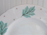 Shelley Dinner Plate Drifting Leaves 10.25 Inch 1950s Aqua Leaves Platinum Trim