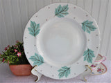 Shelley Dinner Plate Drifting Leaves 10.25 Inch 1950s Aqua Leaves Platinum Trim