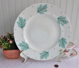 Shelley Dinner Plate Drifting Leaves 10.25 Inch 1950s Aqua Leaves Platinum Trim