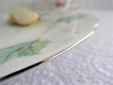 Shelley Dinner Plate Drifting Leaves 10.25 Inch 1950s Aqua Leaves Platinum Trim