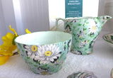 Shelley England Green Daisies Chintz Cream and Sugar Milk Afternoon Tea