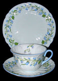 Shelley Breakfast Cup And Saucer With Plate Harebell Low Oleander Shape Blue Trim