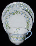 Shelley Breakfast Cup And Saucer With Plate Harebell Low Oleander Shape Blue Trim