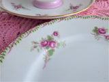 Shelley Bridal Rose Side Plate Rose Spray 1950s Richmond Shape Pink Gold Trim 6 Inch