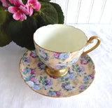 Shelley Summer Glory Chintz Ripon Cup and Saucer Ivory Hydrangeas
