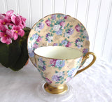 Shelley Summer Glory Chintz Ripon Cup and Saucer Ivory Hydrangeas