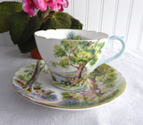 Shelley Woodland Cup and Saucer Cambridge Shape Landscape Teacup 1950s