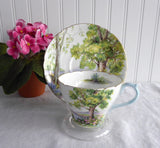 Shelley Woodland Cup and Saucer Cambridge Shape Landscape Teacup 1950s