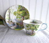 Shelley Woodland Cup and Saucer Cambridge Shape Landscape Teacup 1950s