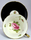 Black Shelley England Cup and Saucer Shelley English Rose Gainsborough 1950s