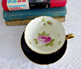 Black Shelley England Cup and Saucer Shelley English Rose Gainsborough 1950s