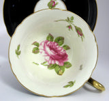 Black Shelley England Cup and Saucer Shelley English Rose Gainsborough 1950s