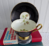 Black Shelley England Cup and Saucer Shelley English Rose Gainsborough 1950s