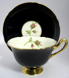 Black Shelley England Cup and Saucer Shelley English Rose Gainsborough 1950s