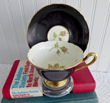 Black Shelley England Cup and Saucer Shelley English Rose Gainsborough 1950s