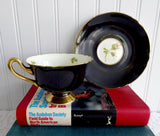 Black Shelley England Cup and Saucer Shelley English Rose Gainsborough 1950s