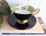 Shelley Black Teacup Duchess Green Cup and Saucer Shelley England Gainsborough 1950s