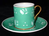 Shelley Green Stencil Mocha Cup And Saucer Raised Dots Chintz 1940