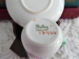 Miniature Shelley Rosebud Cup And Saucer Mini 1950s Canterbury Shape Green Trim