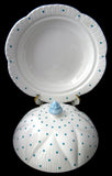 Shelley Dainty Polka Dot Turquoise Covered Muffin Dish Butter Cheese