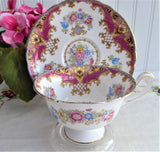 Pink Sheraton Shelley England Cup and Saucer Gainsborough Shape 1950s Pedestal