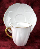 Shelley Tall Dainty Regency Cup And Saucer White And Gold Demitasse