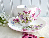 Shelley Tall Dainty Stocks Demi Cup And Saucer 1950s Pink Trim Bone China